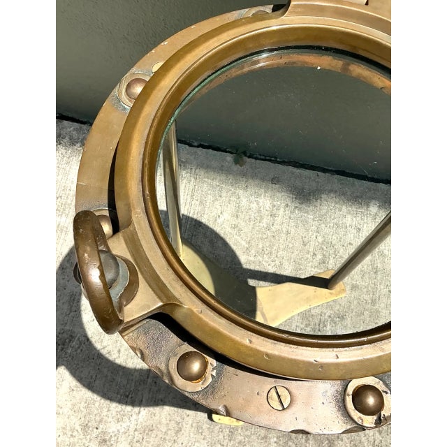 Vintage Brass and Glass Porthole Accent Table For Sale - Image 9 of 13