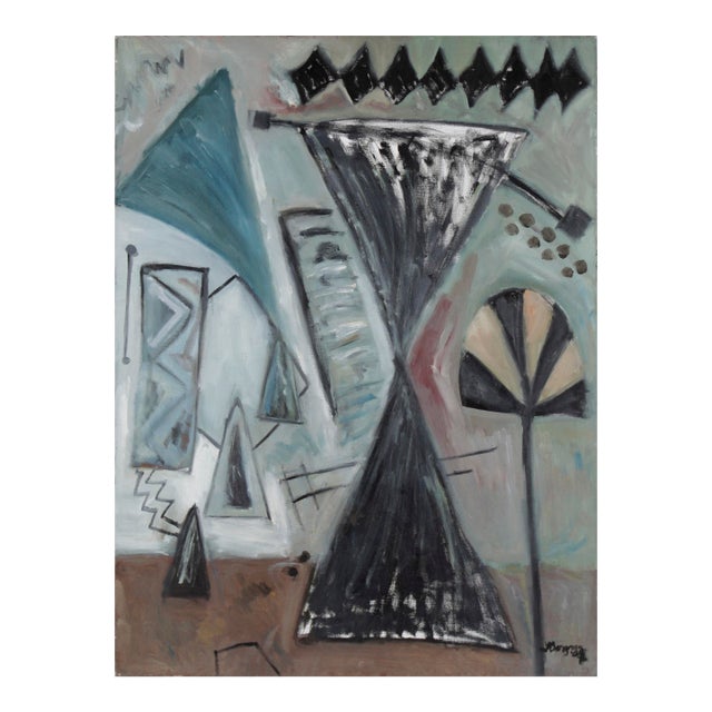 "Machinations of the Mind No. 3" - Abstract Surrealist Landscape in Oil by Loreen Hewitt-Hackett For Sale