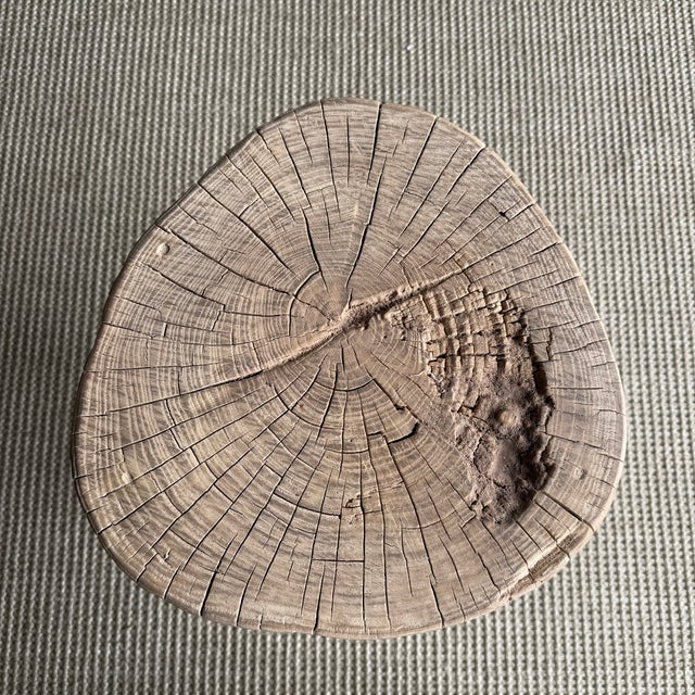 Vintage Elm Wood Chop Block Table #3c7 For Sale - Image 9 of 9