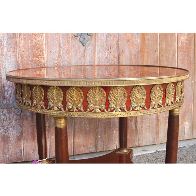 Traditional Antique French Empire Round Marquetry Table For Sale - Image 3 of 9