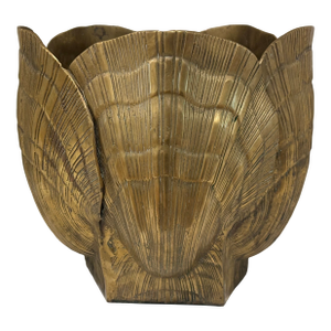 Large Scale Vintage Palm Beach Style Brass Seashell Planter