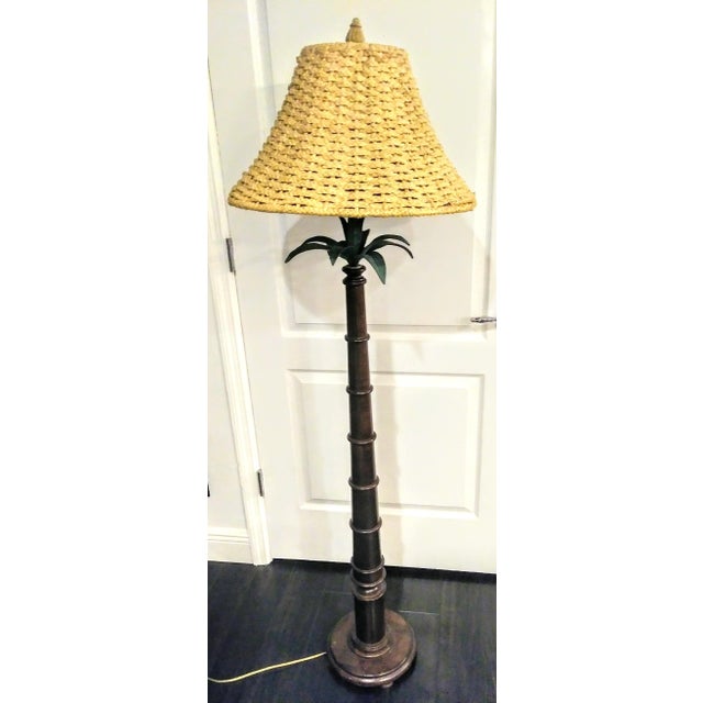 Vintage Frederick Cooper Faux Bamboo Wood and Metal Palm Tree Floor