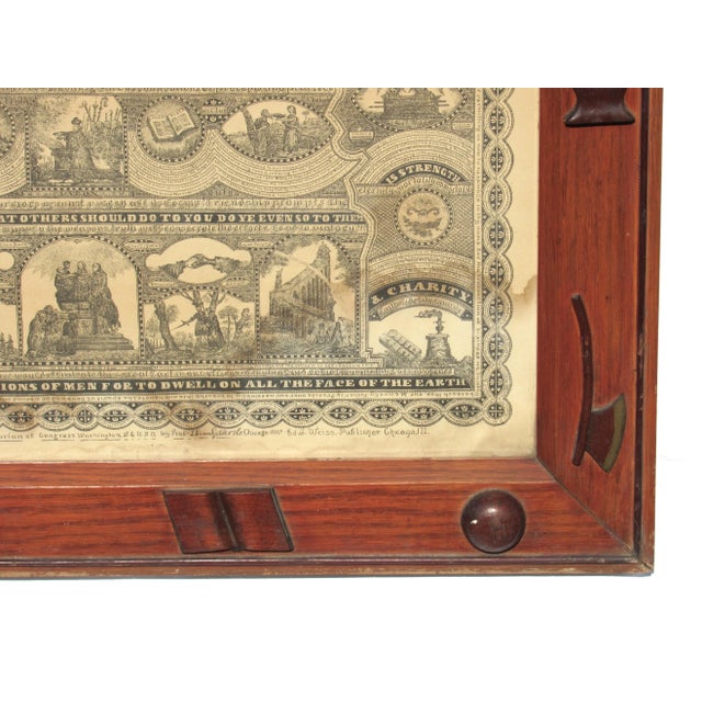 Wood 1874 American Folk Art Frame Hand Carved Symbols Fraternal Order Odd Fellows Ioof For Sale - Image 7 of 9