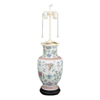 Chinese Famille Rose Porcelain Vase as a Lamp For Sale