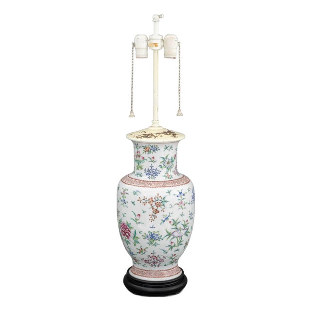 Chinese Famille Rose Porcelain Vase as a Lamp For Sale