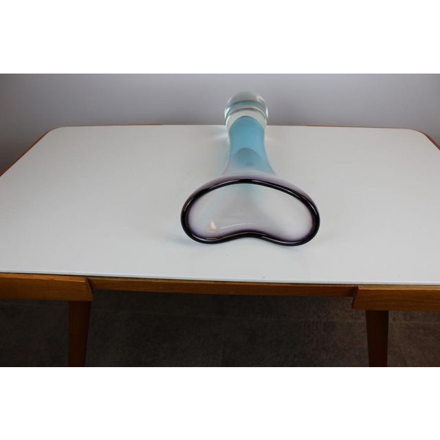 Ruby Glass Blue-Clear Vase, 1960s For Sale - Image 4 of 5