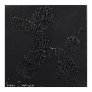 The Black Dog Balloon - Minimalist Abstract 3d Textural Black Original Artwork by Virginie Schroeder For Sale
