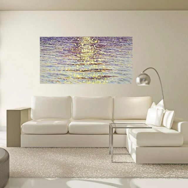 Early 21st Century Golden Sparks of the Ocean.Modern Original Painting. Arts Bound For Sale - Image 5 of 12