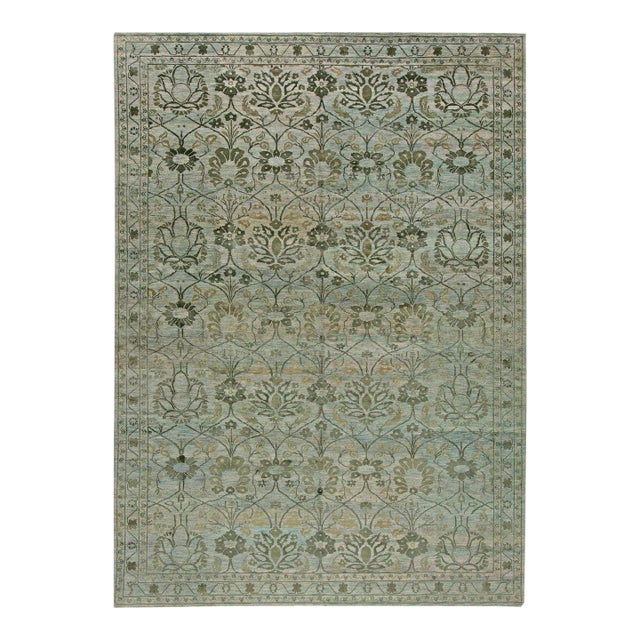 Contemporary Indian Inspired Botanic Handmade Rug by Doris Leslie Blau For Sale