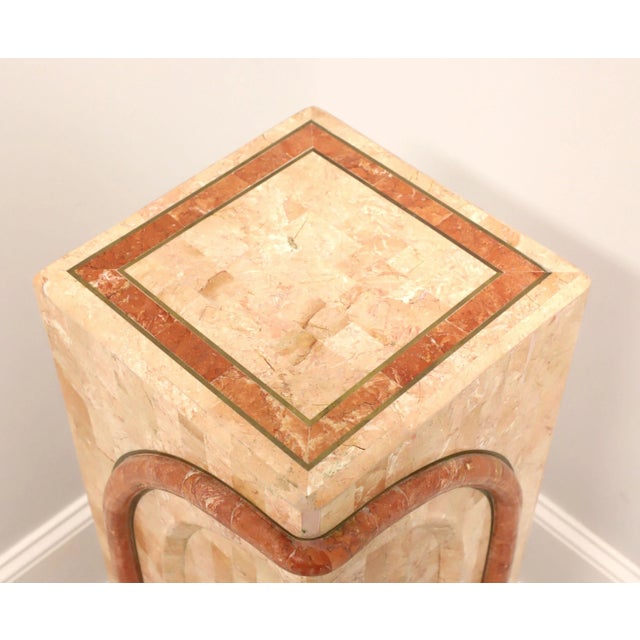 Late 20th Century Casa Bique Pink Tessellated Marble Art Deco Square Display Column / Plant Stand For Sale - Image 5 of 7