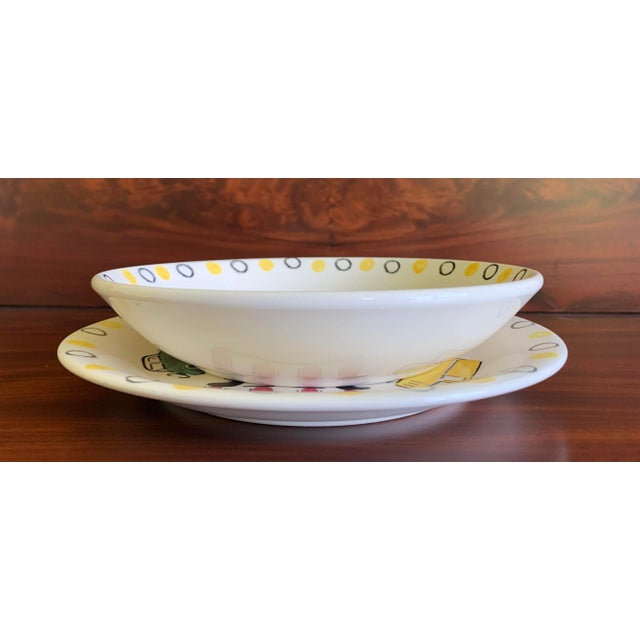 Mid 20th Century Vintage Georg Schmider Crossing Guard Children's Ceramic Dishes- a Pair For Sale - Image 5 of 11