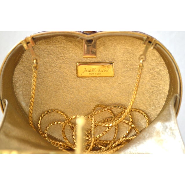 Judith Leiber Heart Red Burgundy Crystal Gold Bag Purse Evening Vintage Minaudiere Shoulder Clutch For Sale - Image 9 of 11