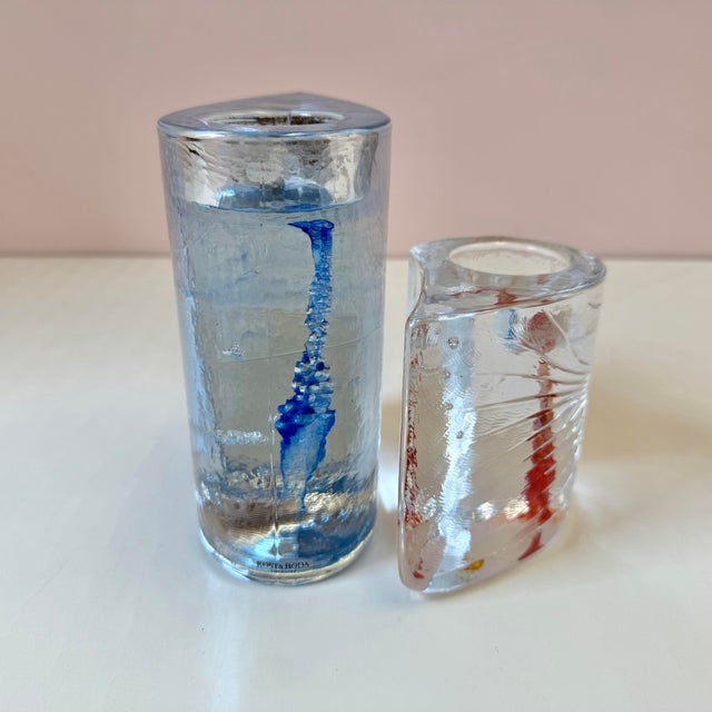 1980s Vintage Kosta Boda 'Two Sweet Hearts' Glass Votive Candle Holder Set For Sale - Image 5 of 10