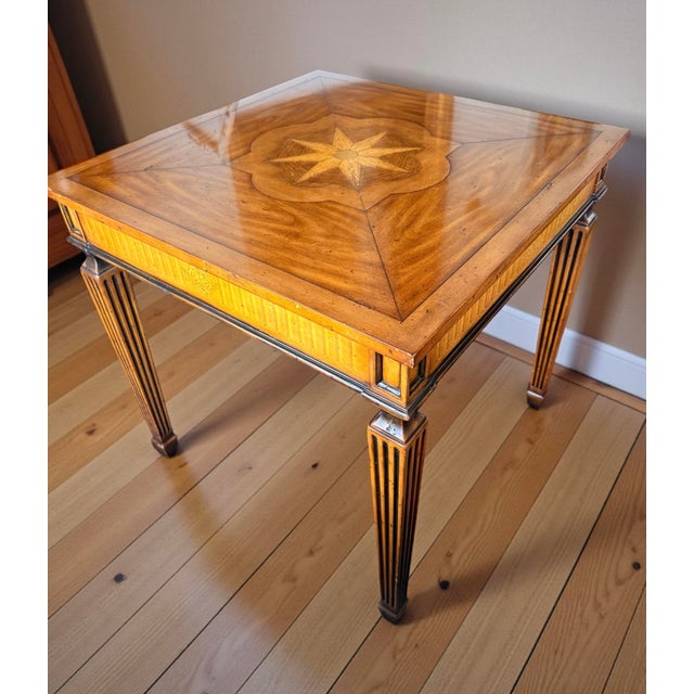 French Theodore Alexander Madrid Collection Inlaid Wood Louis XVI Italian Side Table For Sale - Image 3 of 8