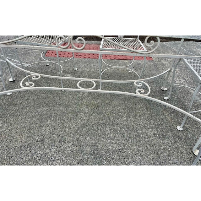 Mid 20th Century Mid 20th Century Grape Leaf & Vine Wrought Iron Outdoor Patio Table W/Glass Top & 6 Mesh Seat Chairs For Sale - Image 5 of 12
