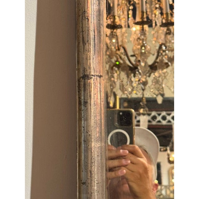 Traditional 19th C. French Transitional Silver Leaf Mirror For Sale - Image 3 of 8