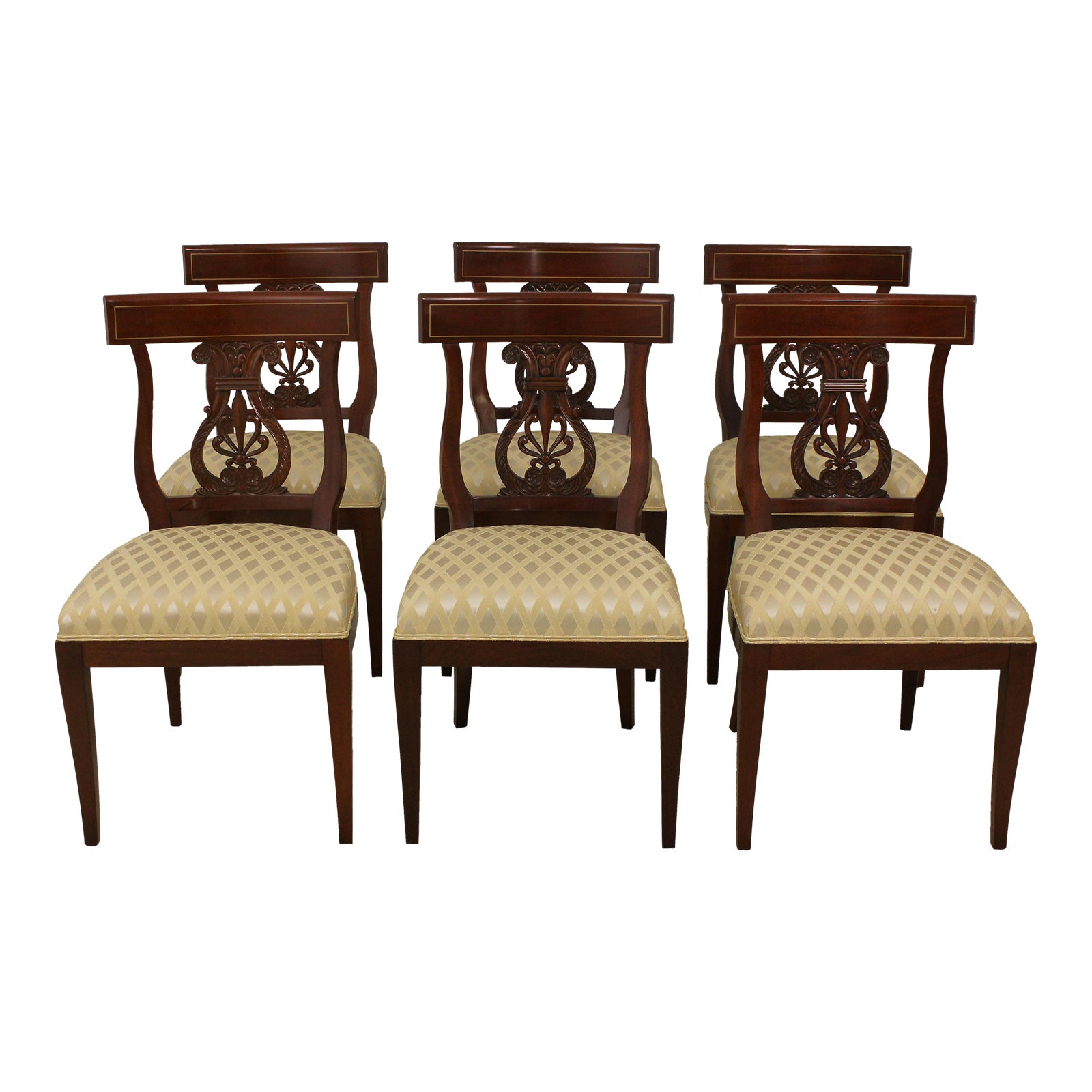 Set of 6 Kindel Neoclassical Mahogany Dining Room Chairs Chairish