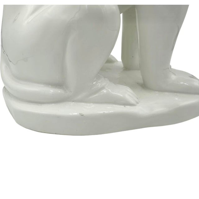 Vintage Greyhound Dog White Ceramic Statue For Sale - Image 9 of 12