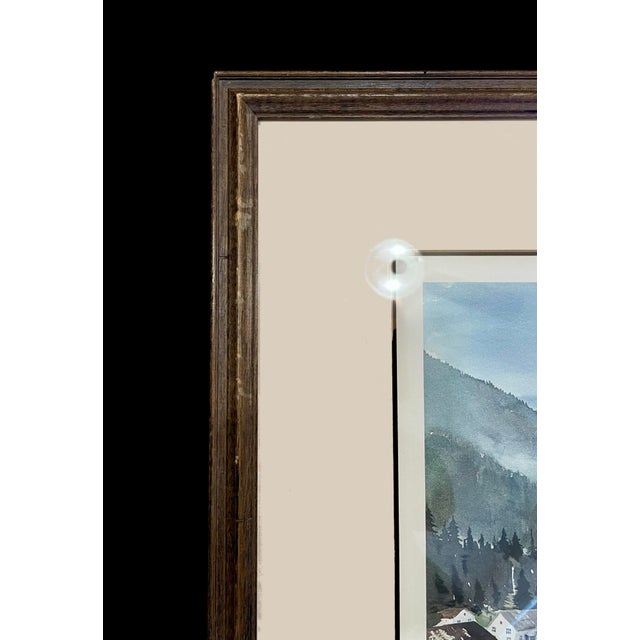 Blue 1974 Nancy Taylor Stonington "St. Michael's Cathedral" Lithograph Print of Watercolor Painting, Framed For Sale - Image 8 of 9