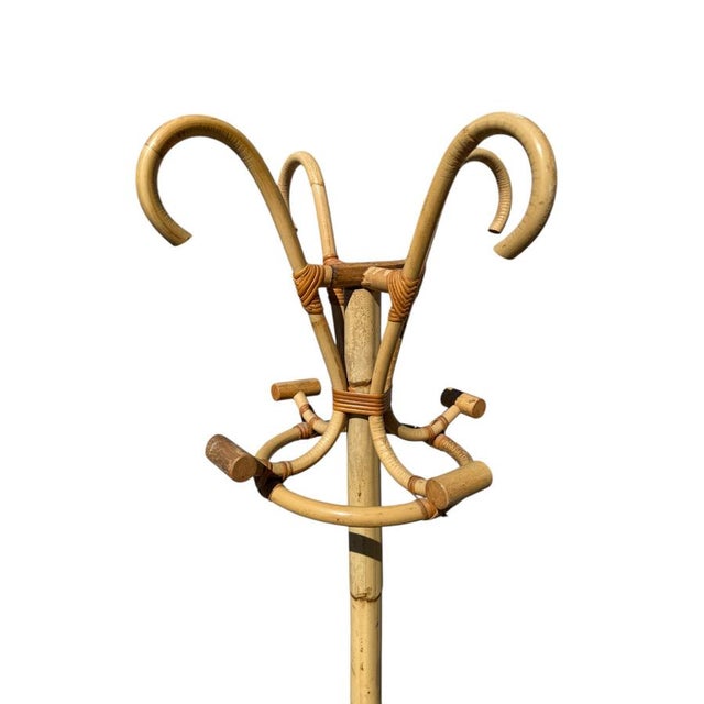 Vintage Rattan Coat Rack, 1960s For Sale - Image 9 of 11