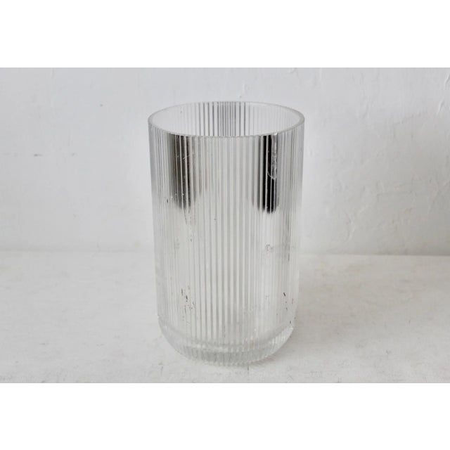 Sally Designs Style Oval Corrugated Lucite Acrylic Waste Basket | Chairish