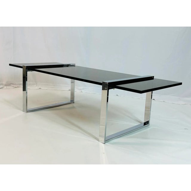 Mid-Century Modern 1960s Chrome & Smoked Glass "Box" Coffee Table by Charles Hollis Jones For Sale - Image 3 of 12