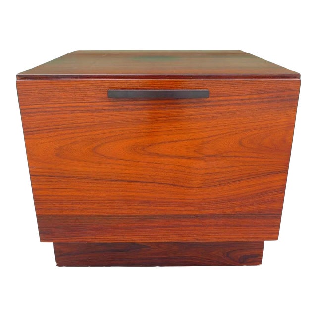Kofod Larsen Rosewood End Table Bar Cabinet Secret Office File Drawer With Bottle Holders For Sale