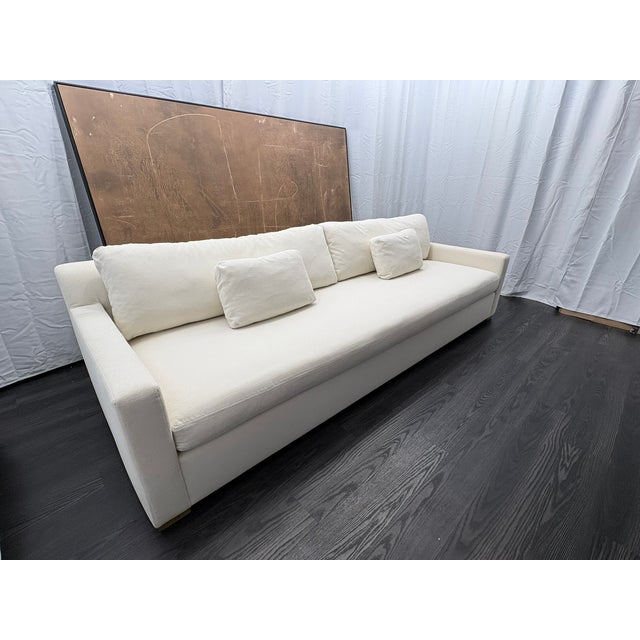 Contemporary Rh Restoration Hardware Belgian Track Arm Bench-Cushion Sofa For Sale - Image 3 of 18