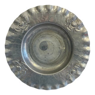 Vintage Hand-Chased Hammered Aluminum Rose Bowl For Sale