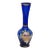 Cobalt Blue and Gold Hand Painted Flowers Czech Bohemian Glass Bud Vase For Sale