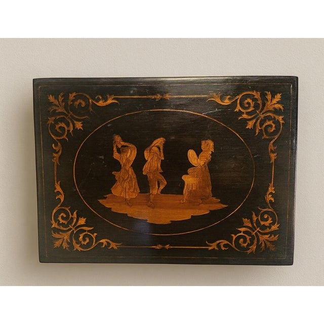 Sorrento Marquetry Box with a Medallion Scene of Three Dancers For Sale - Image 10 of 10