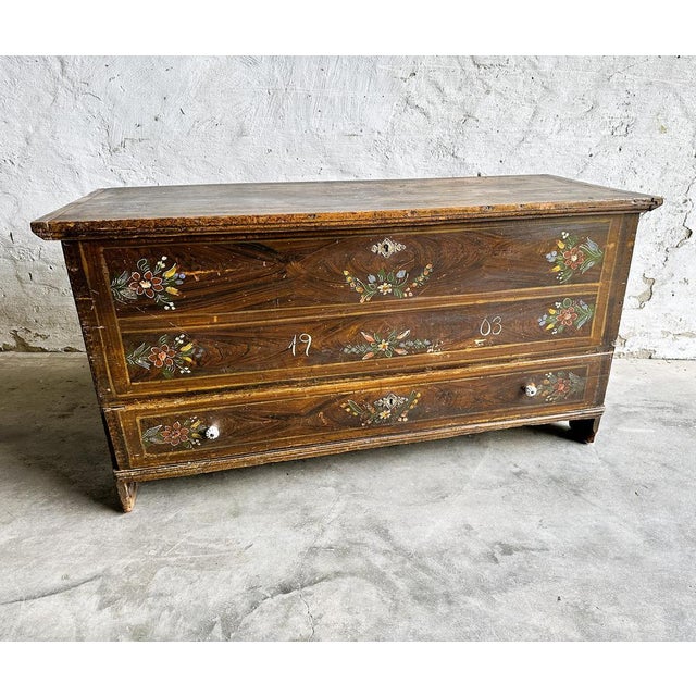 Antique French Wedding Chest, 1903 For Sale - Image 5 of 15