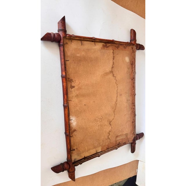 Mid-Century Modern Medium Brown Faux Bamboo Mirror, France, 1940s For Sale - Image 3 of 14