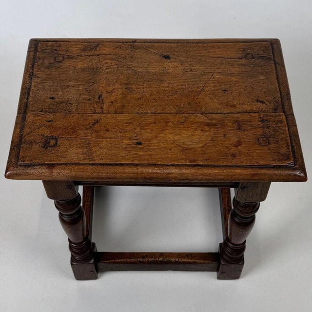 19th Century Antique English Joined Oak Stool For Sale - Image 10 of 11