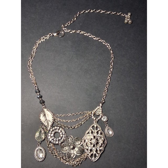 Silver Silver Tone Statement Necklace For Sale - Image 8 of 15