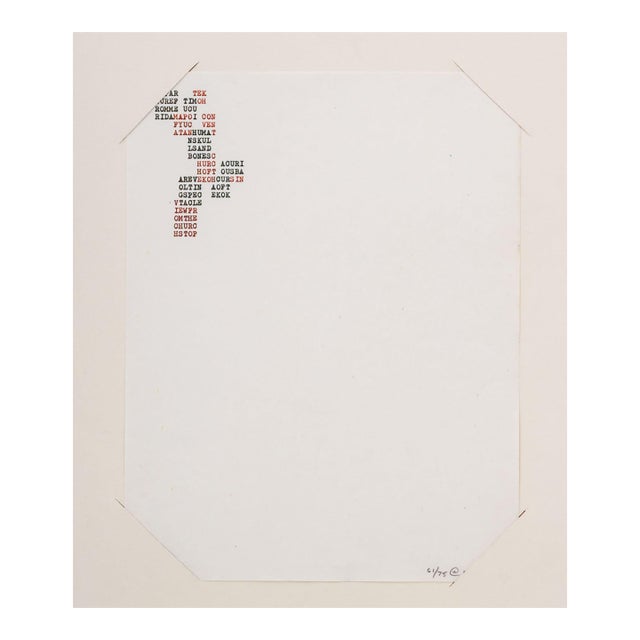 Carl Andre "Yucatan" Xerox Poem Page, 1973 For Sale