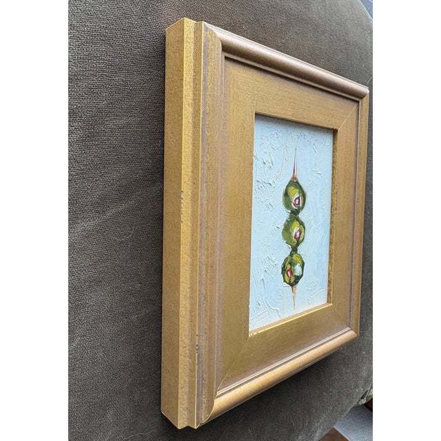 Contemporary 2025 Skewered Olives Oil Painting in New Plein Air Frame For Sale - Image 3 of 6