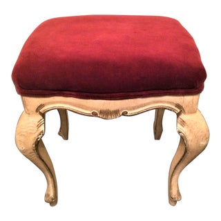 Vintage Velvet French Provincial Ottoman For Sale