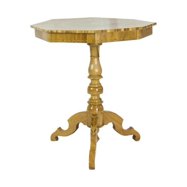 Biedermeier Marquetry Side Table, 1800s For Sale - Image 3 of 10