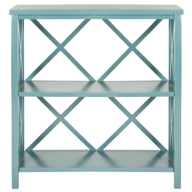2020s 2 Tier Open Bookcase in Slate Teal For Sale - Image 5 of 5