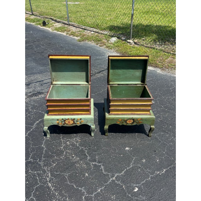 Mid 20th Century Pair of Vintage Faux Book Storage End Tables, Hollywood Regency Coastal For Sale - Image 5 of 8