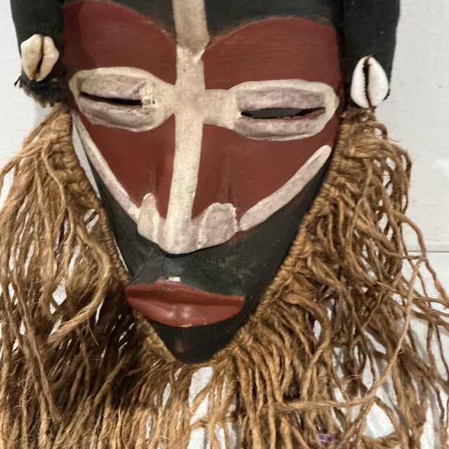 Mid 20th Century Beautiful Liberian Dan Mask With Cowries and Rope Beard For Sale - Image 5 of 7