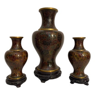 Cloisonné Vases, Japan, 20th Century, Set of 3 For Sale