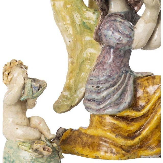 Earthenware - Maria Luísa Fragoso - Angel Lamp and Two Candlesticks with Boys. Angel Lamp and Two Candlesticks with Boys....