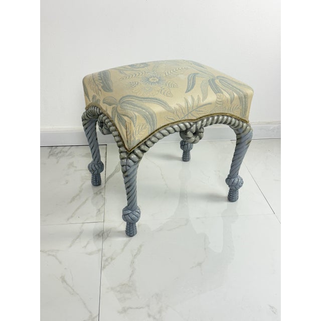 1970s French Country Style Pouf with Rope Details, 1970 For Sale - Image 5 of 14