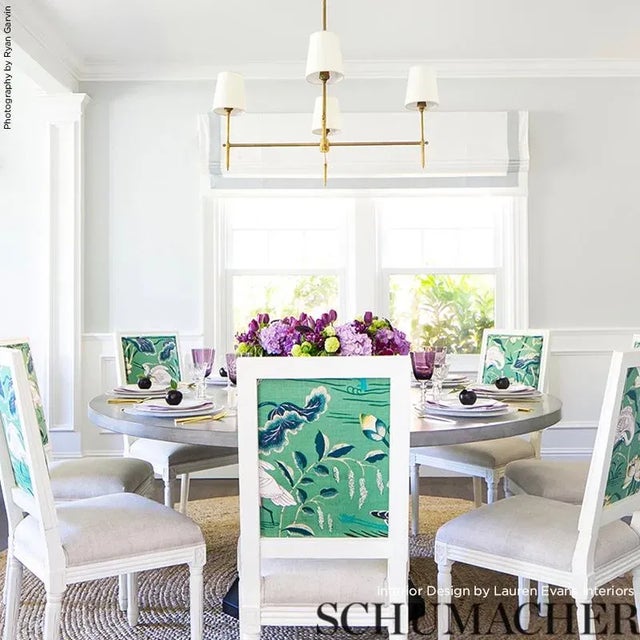 Asian Antique Sample- Schumacher Lotus Garden Fabric in Jade For Sale - Image 3 of 3