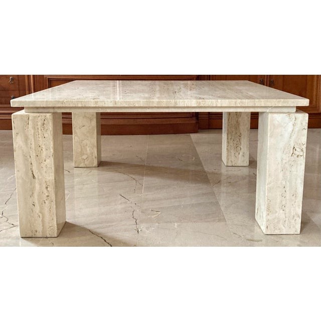 Beige Italian Beige Travertine Marble Coffee Table, 1970s For Sale - Image 8 of 14