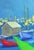 Modernist Boats - Abstract Monterey Seascape in Oil on Canvas Vibrant abstracted landscape of colorful boats in a Monterey...