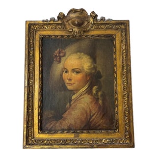 Antique 18th Century French School Portrait of a Young Man Period Gilt Wood Frame For Sale