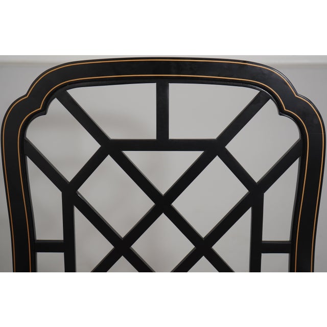 1980s Pair of Kindel Black & Gold Chinese Chippendale Armchairs For Sale - Image 5 of 18